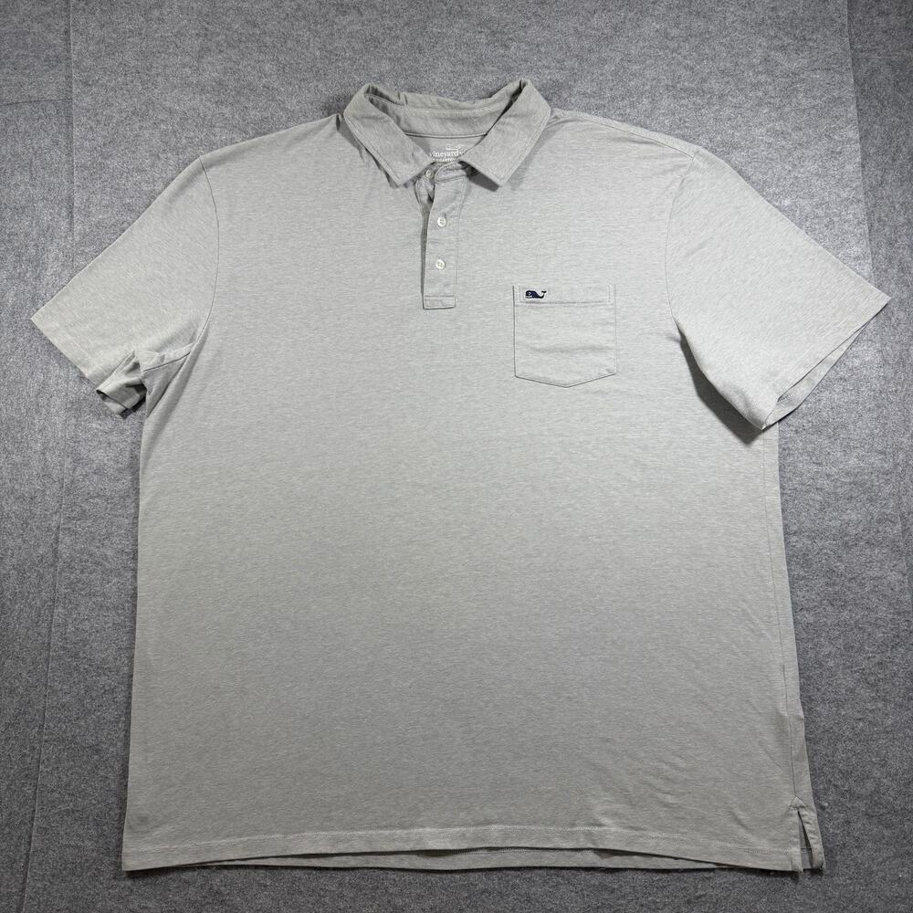 Vineyard Vines Edgartown Polo Mens 2XLT Heather Gray Tall Preppy Breathable